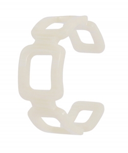 Linked Square Marble Resin Cuff Acrylic Bracelets BC700004 IVORY
